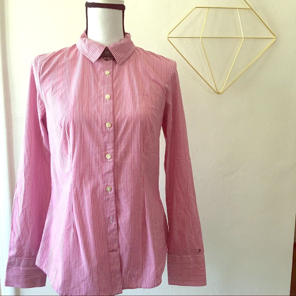 Tommy Hilfiger button up woman’s stripped shirt.